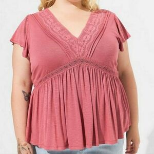 Torrid size 1 pink babydoll top EUC